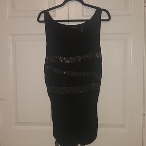 Long black sequenced tank top